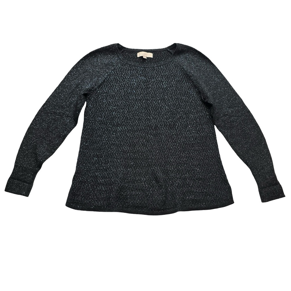 LOFT Metallic‎ Knit Pullover Sweater Black Sparkle Women’s L